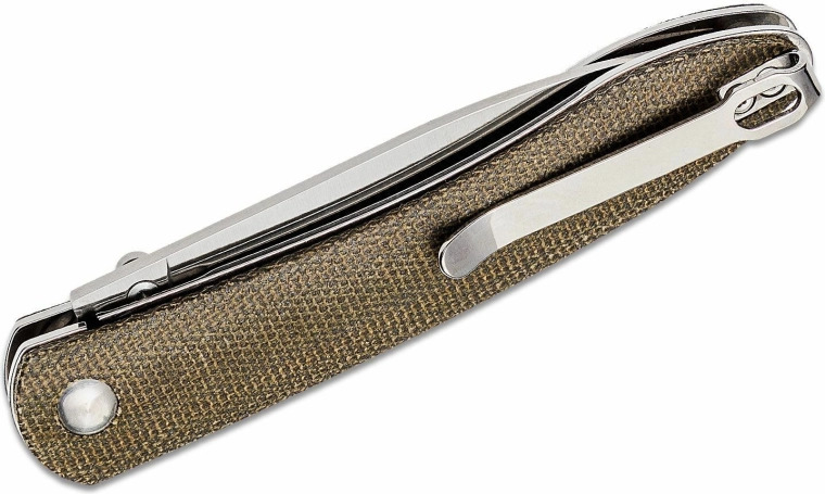 Getextureerde groene micarta met broekclip