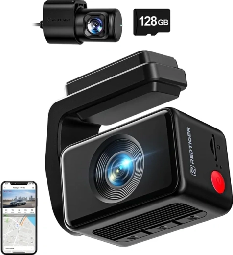 Caméra embarquée REDTIGER F4 Pro Wi-Fi 4K + 1080p avec carte de 128 Go
