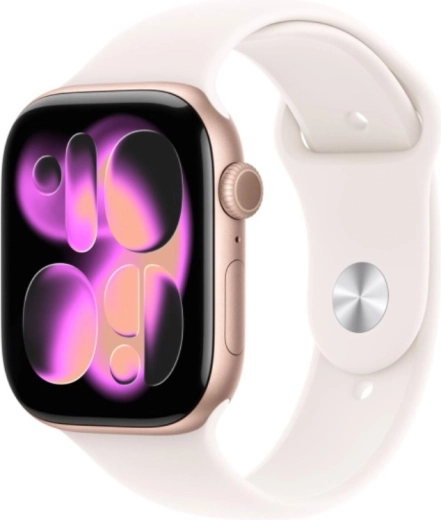 Apple Watch Series 11 GPS + Cellular 42 mm roségoldenes Aluminium mit Sportarmband M/L in zartem Rosa