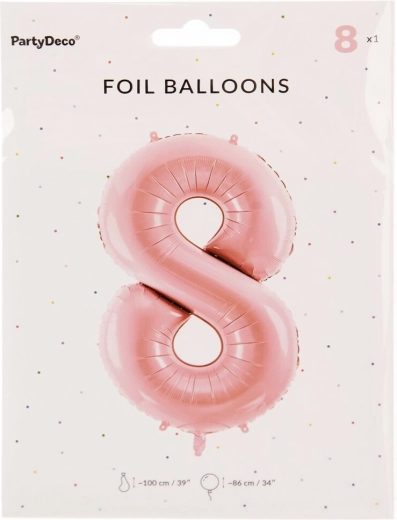Ballon en aluminium chiffre 8 rose 86 cm