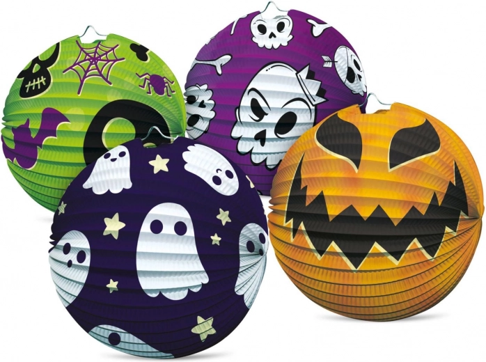 halloween papieren lampion bol 25 cm, 4 motieven