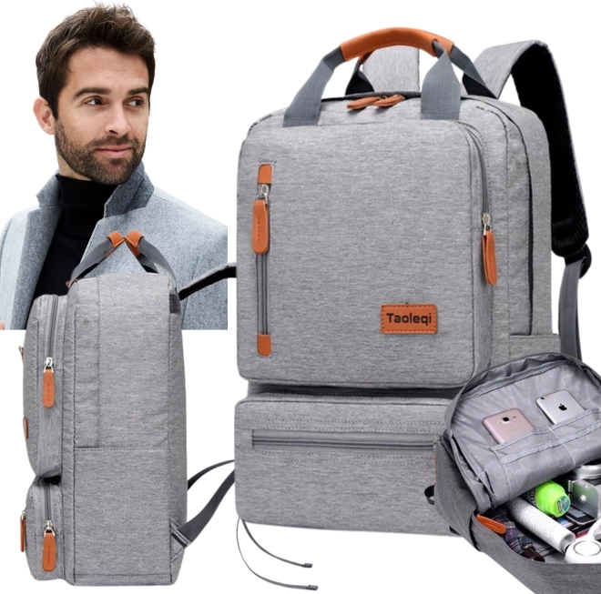 Sac à dos scolaire étudiant gris clair