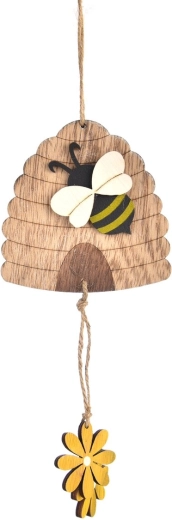 Décoration murale suspendue en bois – ruche jaune/marron