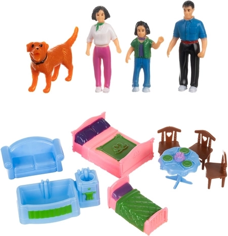 Complete set: familie, hondje en meubels