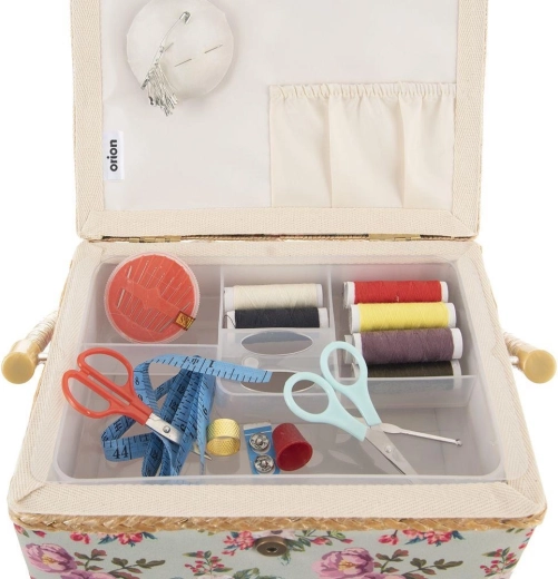 Pocket and pincushion in the lid