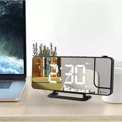 4-in-1: klok, wekker, spiegel en projector
