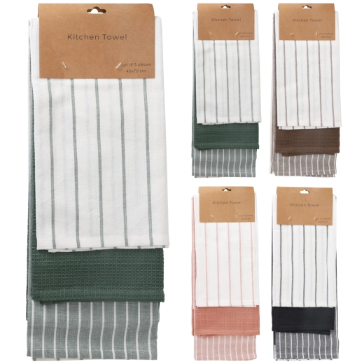 Set of Cotton Kitchen Towels 70 × 45 cm, 3 pcs