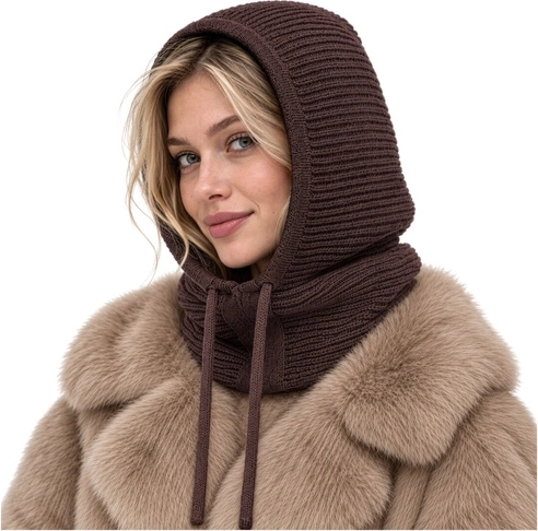 Cagoule d’hiver pour femme 3-en-1 Glimz marron
