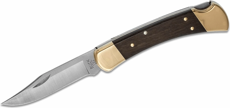 Buck 110 Hunter Lockback inklapbaar zakmes 9,5 cm, ebbenhout + leren etui
