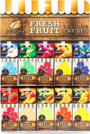 Set hangende autoluchtverfrissers Paloma Gold Fresh Fruit – 60 stuks