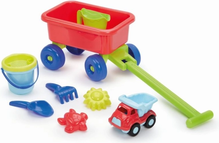Kinderkar met gieter en zandset
