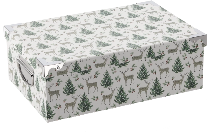 Elegante Weihnachts-Geschenkbox mit Metallbeschlägen 25 × 17,5 × 9,8 cm – 1 Stück