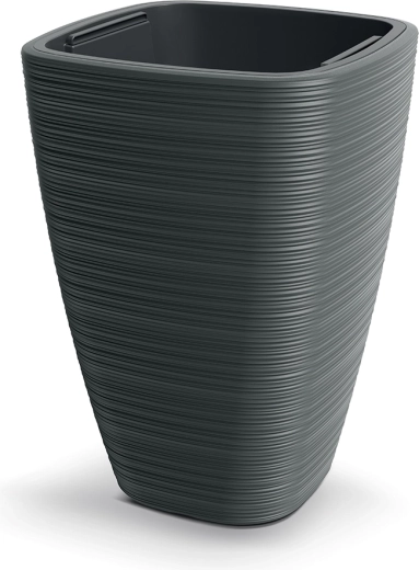 Pot de fleurs Vena Square 38,8 cm – pot de fleurs en plastique gris foncé avec insert