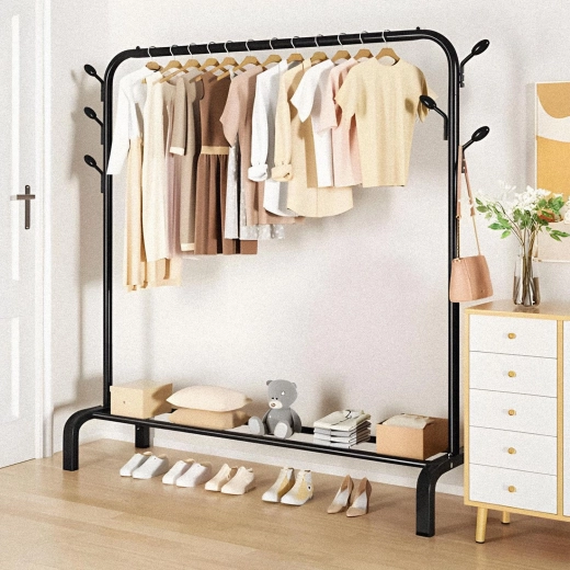Bottom shelf for shoes and storage space