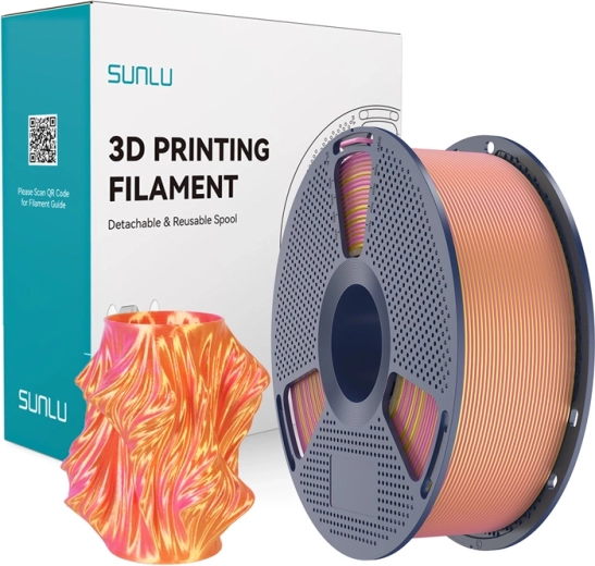 Sunlu PLA+ Silk tweekleurig filament voor 3D-printen roze en goud