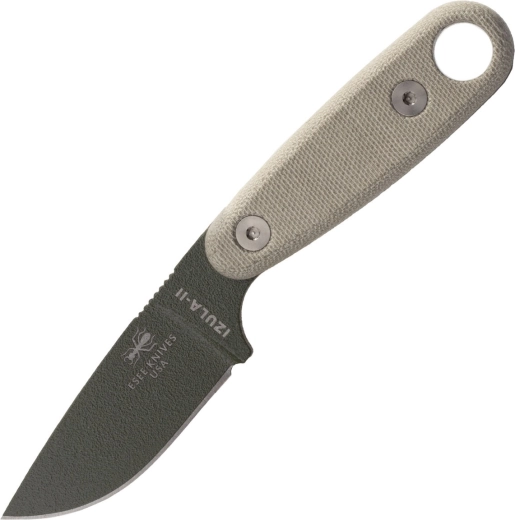 ESEE Izula II couteau de cou vert avec poignée en Micarta et étui noir