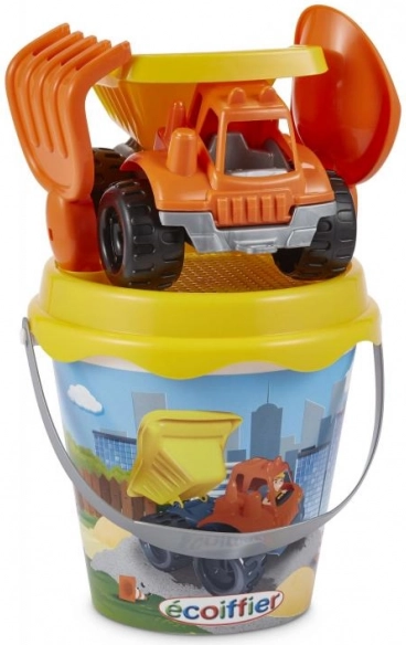 Sand bucket with construction truck and accessories 17 cm