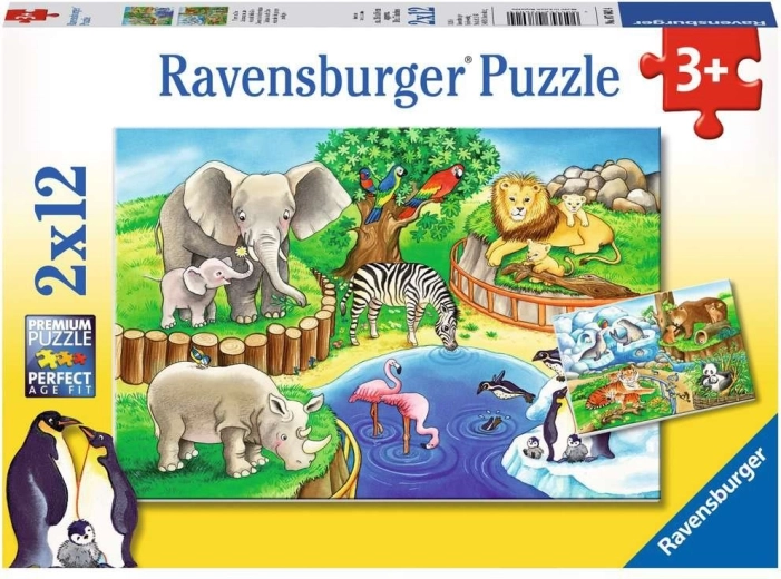 Puzzle 2x12 Pieces Zoo Animals