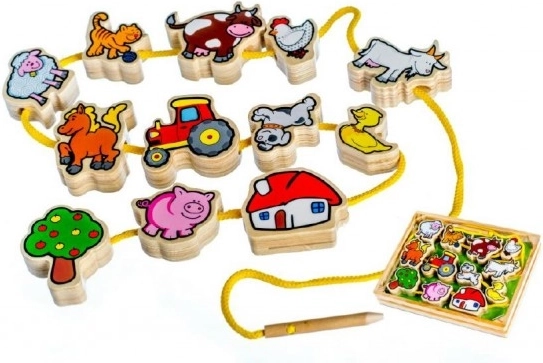 Inrijgspel hout Mijn eerste dieren