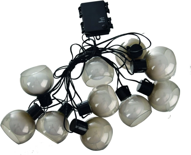 LED string lights with glass covers, warm yellow light, 2 m, 10 LEDs