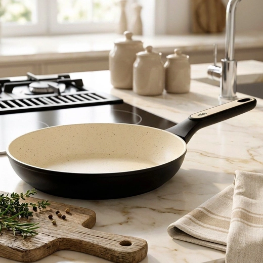 Antiaanbak granieten oppervlak voor koken met een minimum aan vet