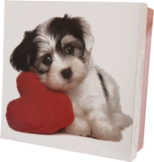 Gift paper box DOG white-red 22 × 22 × 8 cm