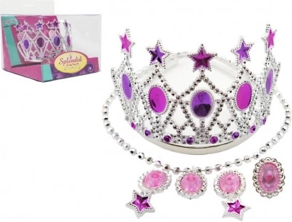 Schoonheidset met kroon, oorbellen en ketting voor prinsessen