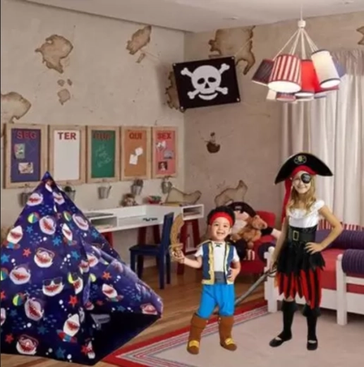 Kindertipi-tent met haaienmotief 150 × 150 × 125 cm