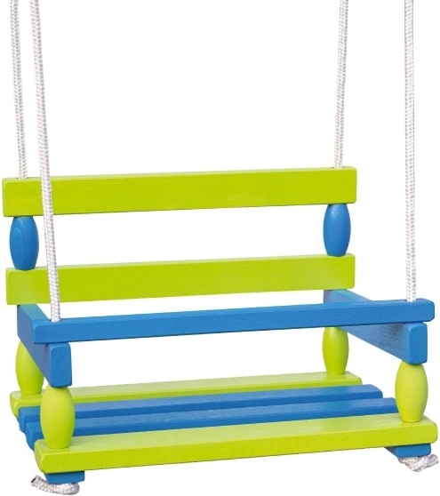 Wooden swing for children 40 × 30 cm, load capacity 80 kg – Blue-Green