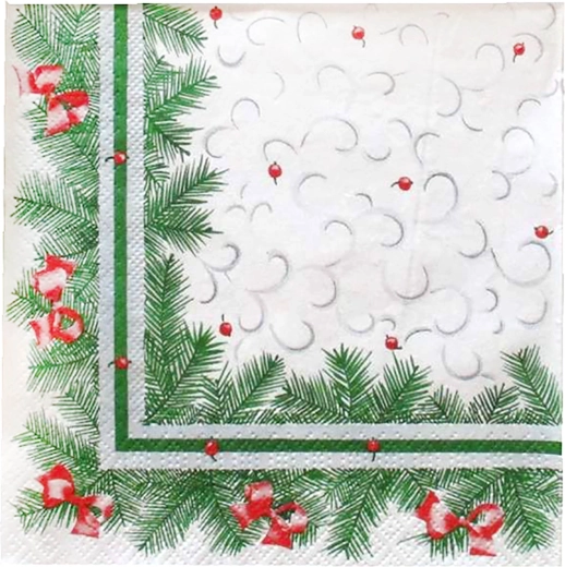 Gelaagde servetten met kerstnaaldmotief 33 × 33 cm