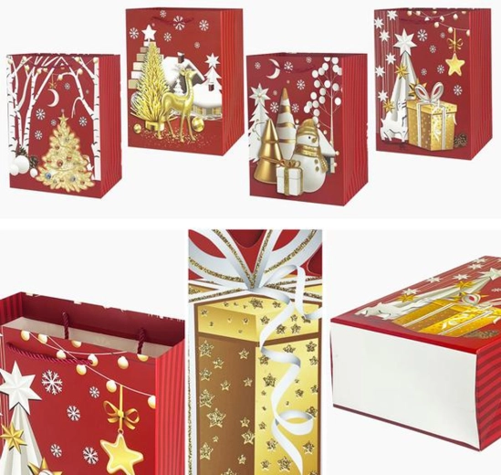 Sac cadeau de Noël en papier Toro avec sapin 23 × 18 × 10 cm