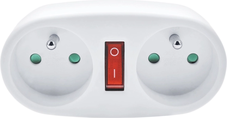 Solight stekkerdoos 2× 10 A met schakelaar, wit