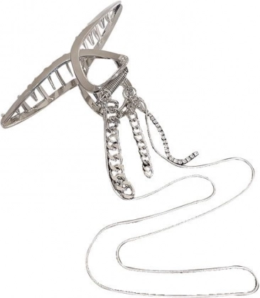 Pince à cheveux décorative avec chaîne couleur argent