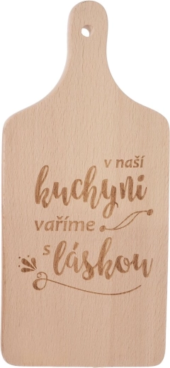 Holzküchenbrett mit Aufschrift „in unserer Küche“ 14 × 30 cm