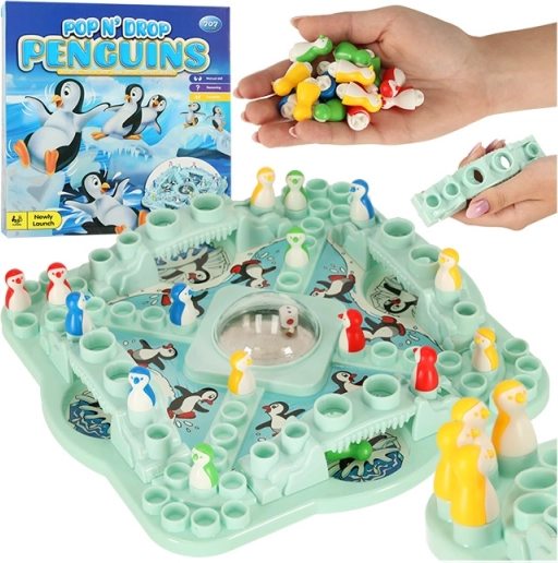Familiebordspel – pinguïnwedstrijd met bubbeldobbelsteen
