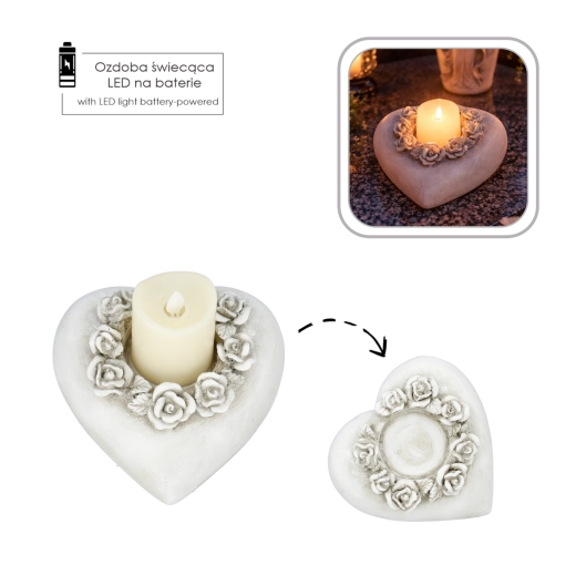 Memorial decoration Memory Light LED in a heart shape - 1 piece