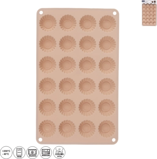 Beige silicone mini tartlet mold, 24 cavities