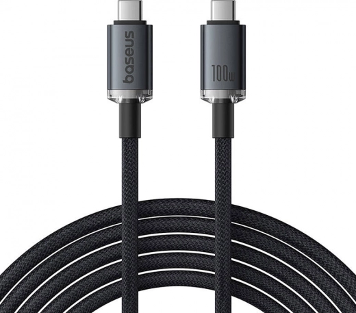 Baseus Crystal Shine câble USB‑C vers USB‑C 100 W, 1,5 m, 20 Gb/s (noir)