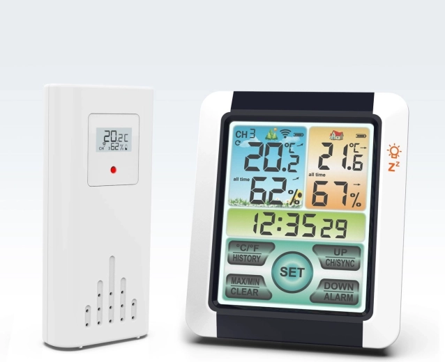 Kabellose Wetterstation mit Thermometer, Hygrometer und Wecker – 1 Stück