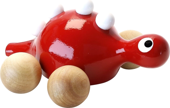Red Wooden Dinosaur on Wheels