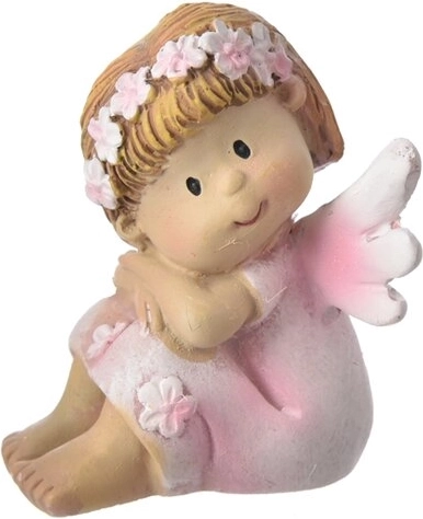 Dekorative Feenfigur auf Blüte, rosa, aus Polyresin