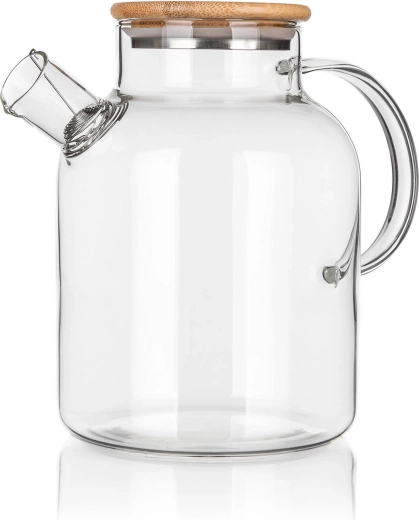 Glass Teapot and Coffee Pot Rino 1.5 L with Bamboo Lid