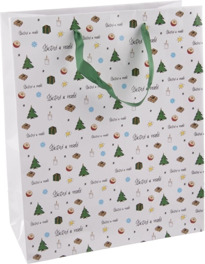 Sac cadeau en papier « Joyeux et heureux » 26 × 12 × 32 cm
