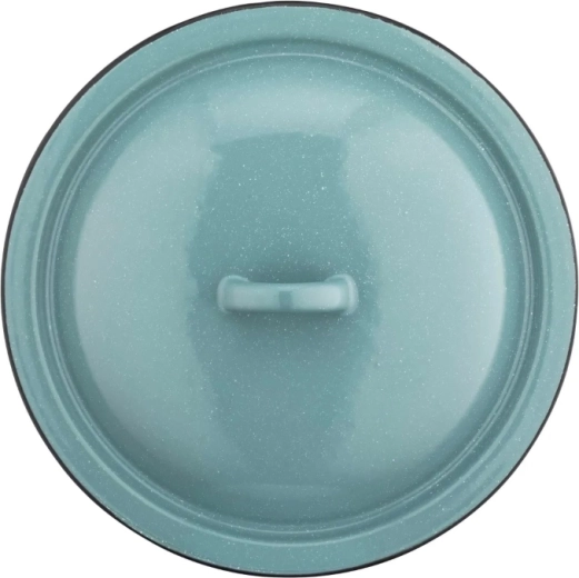 Couvercle émaillé 14 cm vert sauge moucheté