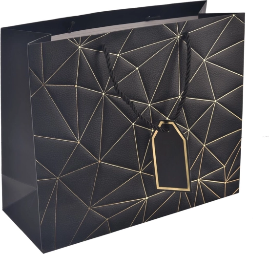 Cadeaupapieren tas met ruitmotief zwart 31 × 12 × 26 cm