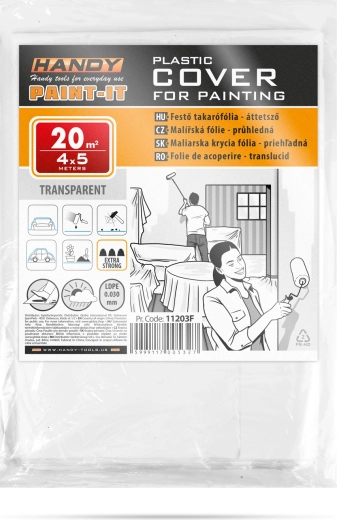 Film de protection extra résistant pour peinture en LDPE transparent 4 × 5 m
