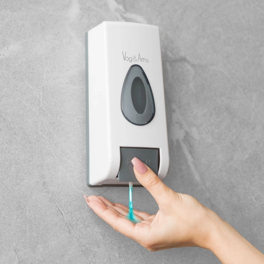Wanddispenser voor zeep met handmatige dosering 350 ml wit
