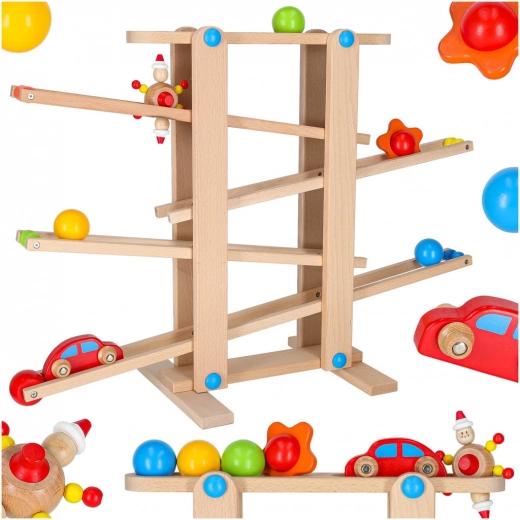 Wooden ball race track set Montessori XXL