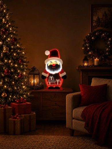 Christmas 3D decoration Santa Claus with mirrored infinity effect, LED 21.6 × 8 × 37.3 cm - 1 piece