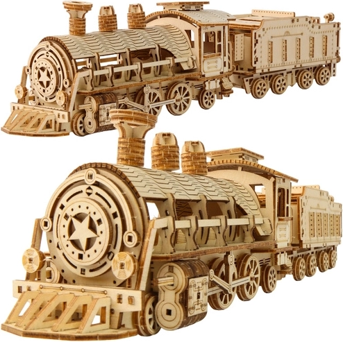 3D-Holzpuzzle Dampflokomotive mit Tender Kruzzel – 1 Stück